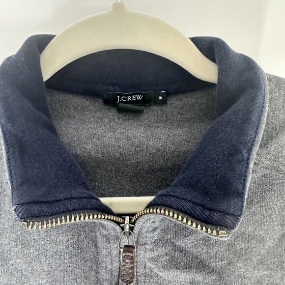 J.Crew Mens Grey & Navy Quarter-Zip Pullover Sweatshirt Size M - Picture 4 of 5